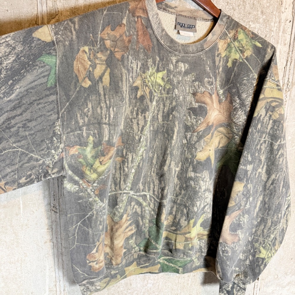 Jerzees Outdoors Mens Camo Crewneck Sweatshirt Large Real Tree Forest Fleece - Picture 3 of 6